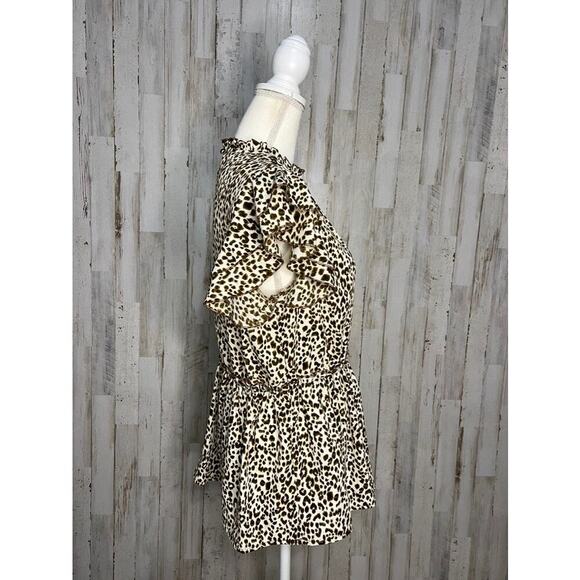 FSLapparel Women's Medium Cheetah Print Ruffle Sleeve Knee Length Dress - Picture 3 of 6